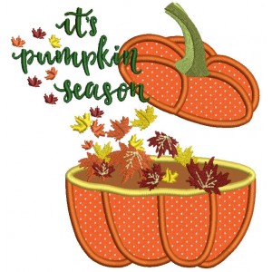 It's Pumpkin Season Applique Machine Embroidery Design Digitized Pattern